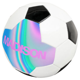 Custom Soccer Balls Name Holographic Girly Unicorn