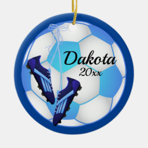 Custom Soccer Christmas Ornament Light Blue Cleats