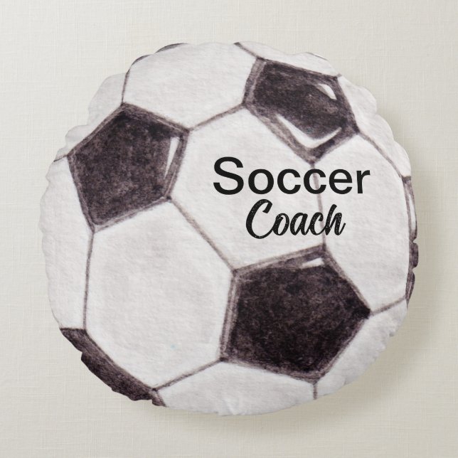 Custom Soccer Coach Keepsake Round Cushion (Front)