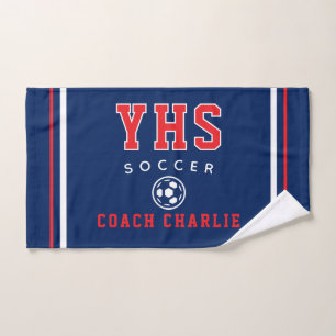 Custom Soccer Coach Towel, Team Gift for Coach Hand Towel