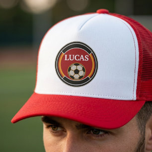 Custom Soccer Crest Personalised Name Football Fan Trucker Hat