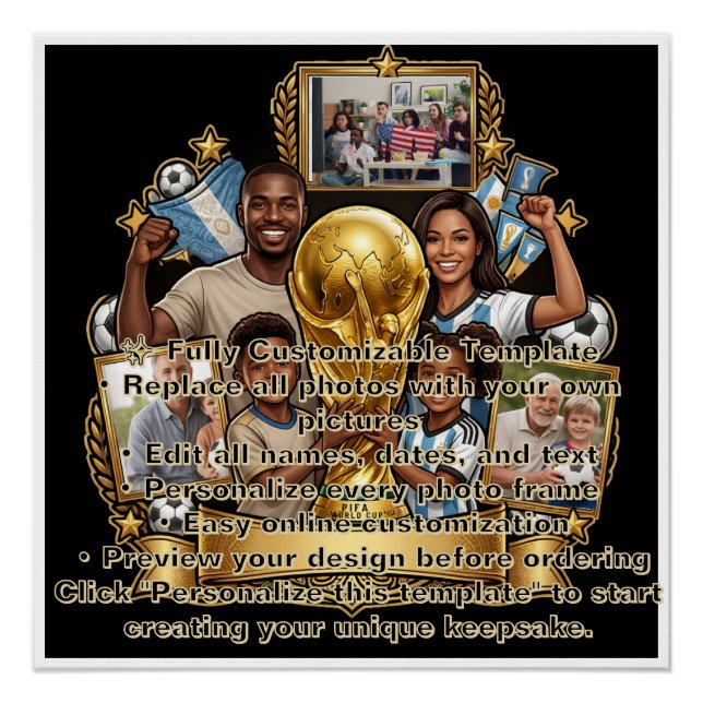 Custom Soccer Dad Photo Collage Gift Poster (Front)