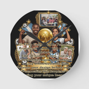 Custom Soccer Dad Photo Collage Gift Round Clock