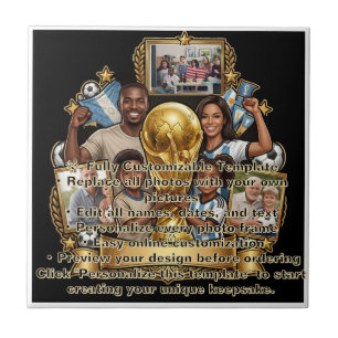 Custom Soccer Dad Photo Collage Gift Tile
