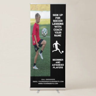 Custom Soccer Football Coaching Class Lesson Black Retractable Banner