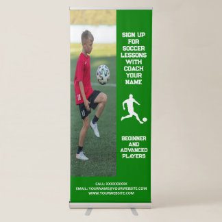 Custom Soccer Football Coaching Class Lesson Green Retractable Banner