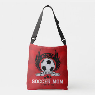 Custom Soccer Mum Emblem With Ball And Wings Crossbody Bag