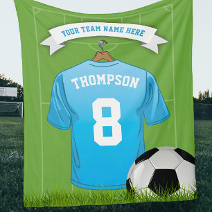Custom Soccer Name Number Team Fleece Blanket