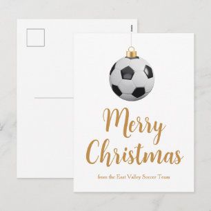 Custom Soccer Ornament Merry Christmas Futbol Holiday Postcard