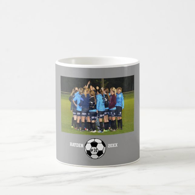 Custom Soccer Photo Collage Name Team Number Coffee Mug (Center)