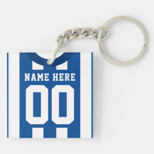 Custom Soccer Rugby Jersey Keyring, Blue Stripes Key Ring
