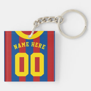Custom Soccer Rugby Jersey Keyring, Red & Blue Key Ring