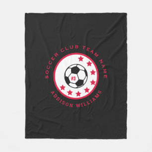 Custom Soccer Senior Night Gift Team Number Black Fleece Blanket