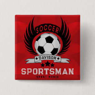 Custom Soccer Sportsman Emblem With Ball And Wings 15 Cm Square Badge