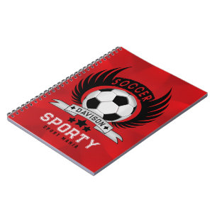 Custom Soccer Sportsman Emblem With Ball And Wings Notebook