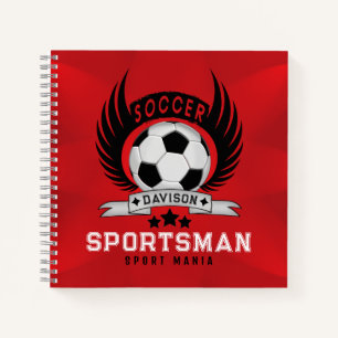 Custom Soccer Sportsman Emblem With Ball And Wings Notebook