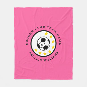 Custom Soccer Team Jersey Number Personalised Girl Fleece Blanket