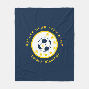 Custom Soccer Team Jersey Number Personalised Navy Fleece Blanket