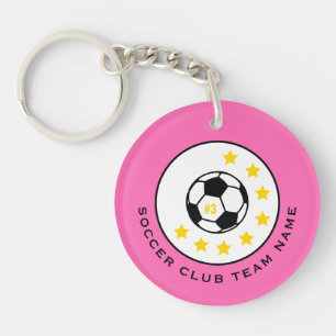 Custom Soccer Team Jersey Number Pink Girl Key Ring
