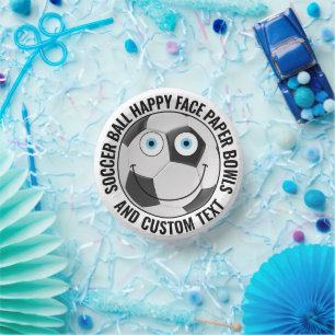 Custom Soccer Theme Party BLUE EYES Happy Face 7" Paper Plate