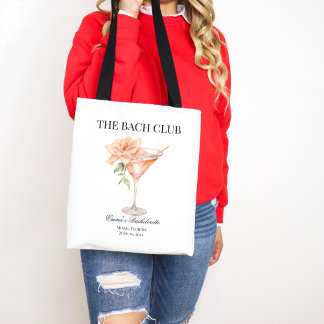 Custom Social Club Blush Cocktail Bachelorette Tote Bag