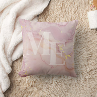 Custom Social Media Handle Pink Gold Marble Cushion