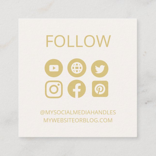 CUSTOM SOCIAL MEDIA ICONS AVATAR LOGO BUSINESS SQUARE BUSINESS CARD (Back)