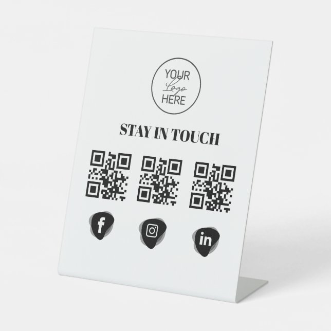 Custom Social Media QR Code Table Sign  (Front)