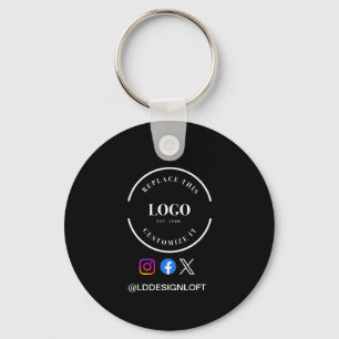 Custom Social Media QR code website logo black Key Ring