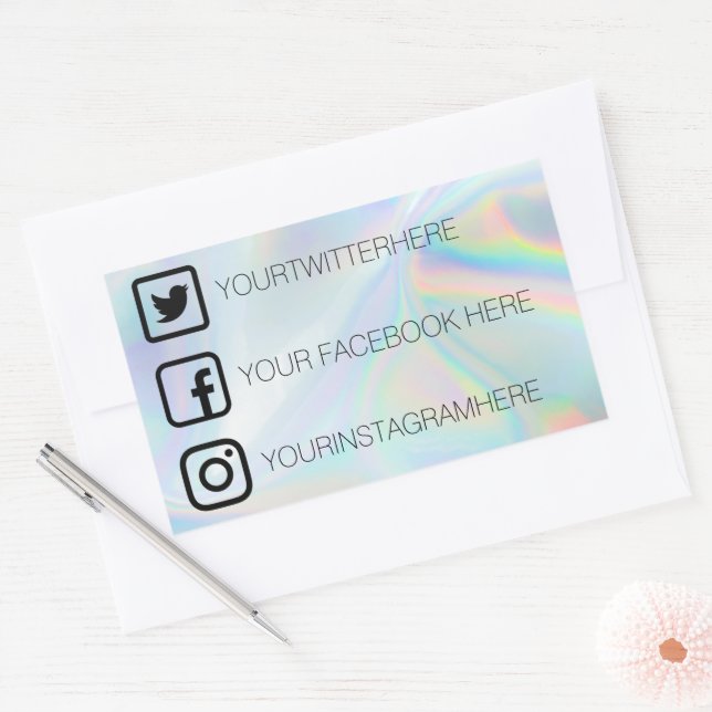 Custom Social Media Stickers Faux Holo (Envelope)
