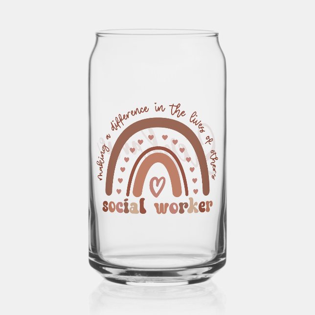 Custom Social Worker Appreciation Graduation Gift Can Glass (Front)