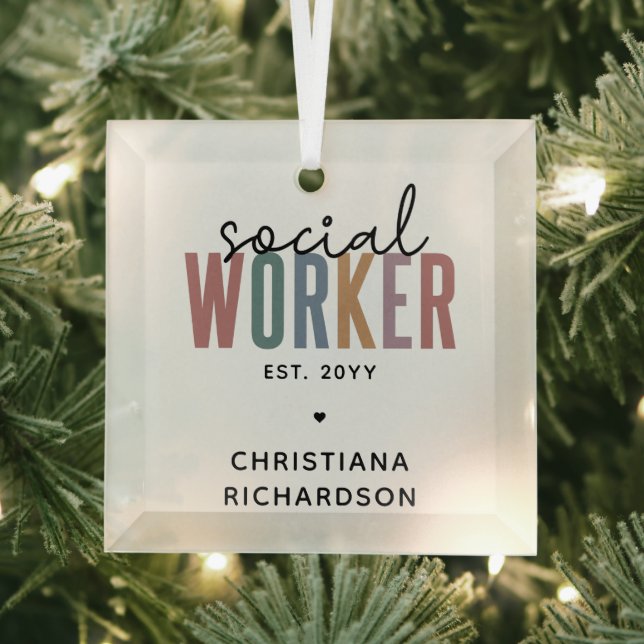 Custom Social Worker Graduation Appreciation gifts Glass Tree Decoration (Insitu)