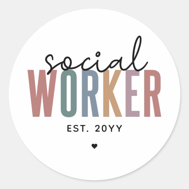 Custom Social Worker graduation Gifts Classic Round Sticker (Front)