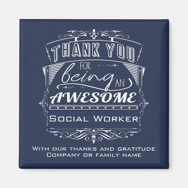 Custom Social Worker Thank You Appreciation Magnet (Front)