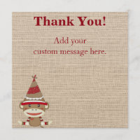 Custom Sock Monkey Party Gift Thank You Card