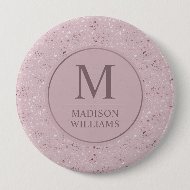 Custom Soft Blush Pastel Pink Gold Glitter Pattern 10 Cm Round Badge (Front)