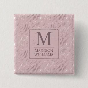 Custom Soft Blush Pastel Pink Gold Glitter Pattern 15 Cm Square Badge