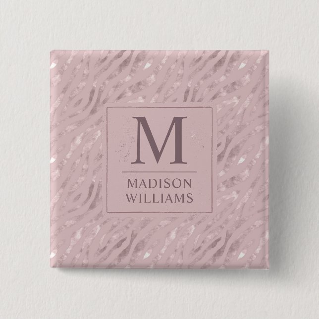 Custom Soft Blush Pastel Pink Gold Glitter Pattern 15 Cm Square Badge (Front)