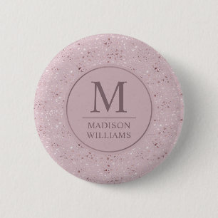 Custom Soft Blush Pastel Pink Gold Glitter Pattern 6 Cm Round Badge