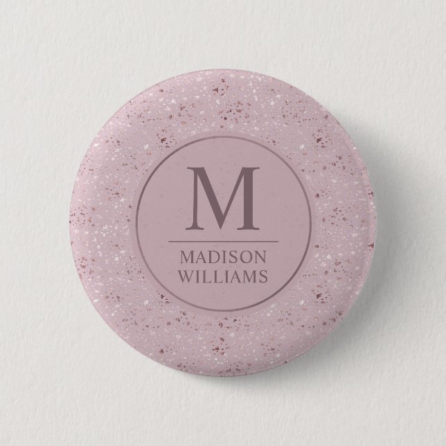 Custom Soft Blush Pastel Pink Gold Glitter Pattern 6 Cm Round Badge (Front)