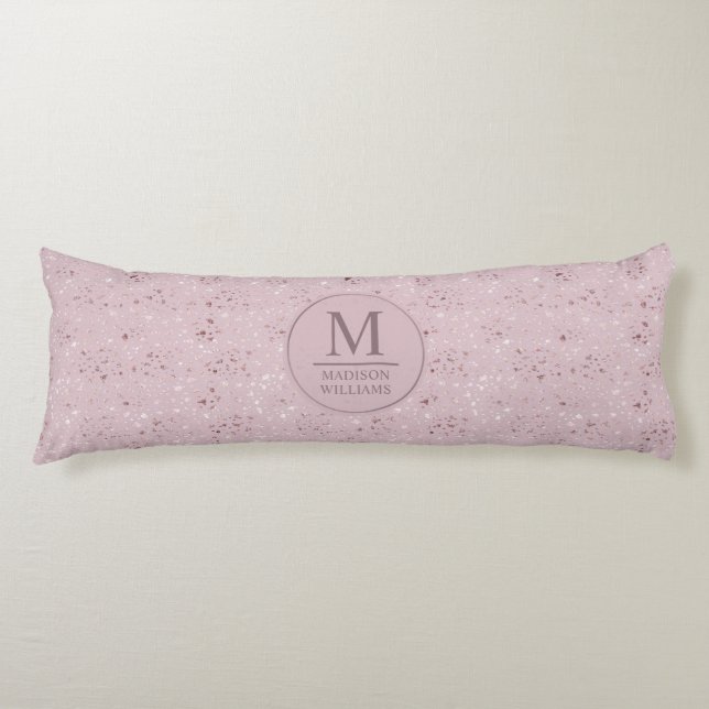 Custom Soft Blush Pastel Pink Gold Glitter Pattern Body Cushion (Front)
