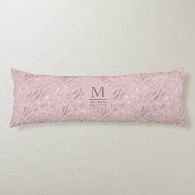 Custom Soft Blush Pastel Pink Gold Glitter Pattern Body Cushion (Front)