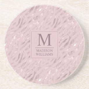 Custom Soft Blush Pastel Pink Gold Glitter Pattern Coaster