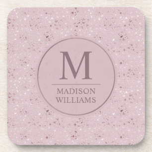 Custom Soft Blush Pastel Pink Gold Glitter Pattern Coaster