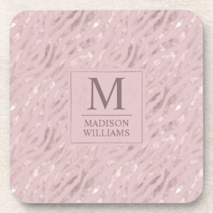 Custom Soft Blush Pastel Pink Gold Glitter Pattern Coaster
