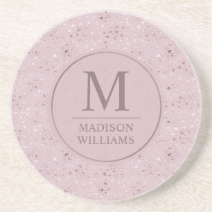 Custom Soft Blush Pastel Pink Gold Glitter Pattern Coaster