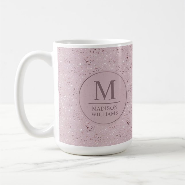 Custom Soft Blush Pastel Pink Gold Glitter Pattern Coffee Mug (Left)