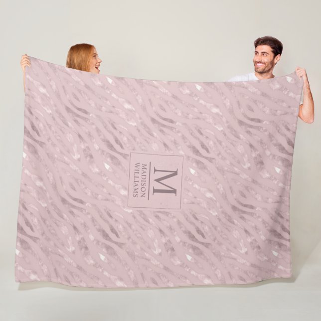 Custom Soft Blush Pastel Pink Gold Glitter Pattern Fleece Blanket (In Situ)