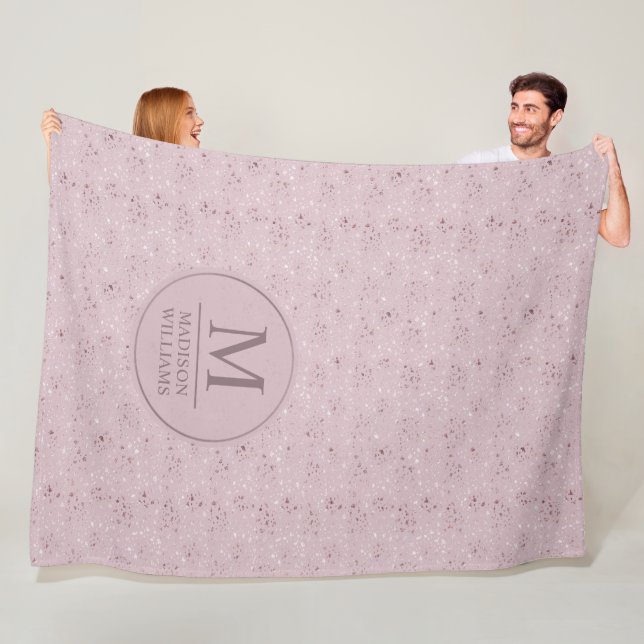 Custom Soft Blush Pastel Pink Gold Glitter Pattern Fleece Blanket (In Situ)