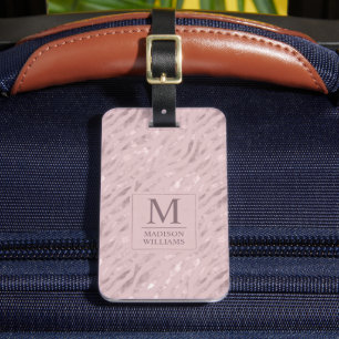 Custom Soft Blush Pastel Pink Gold Glitter Pattern Luggage Tag